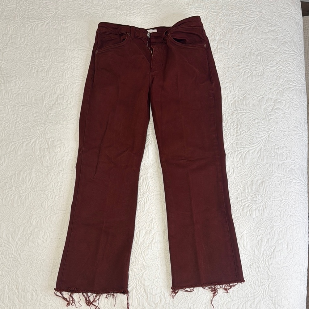Zara Rust Frayed Hem Jeans